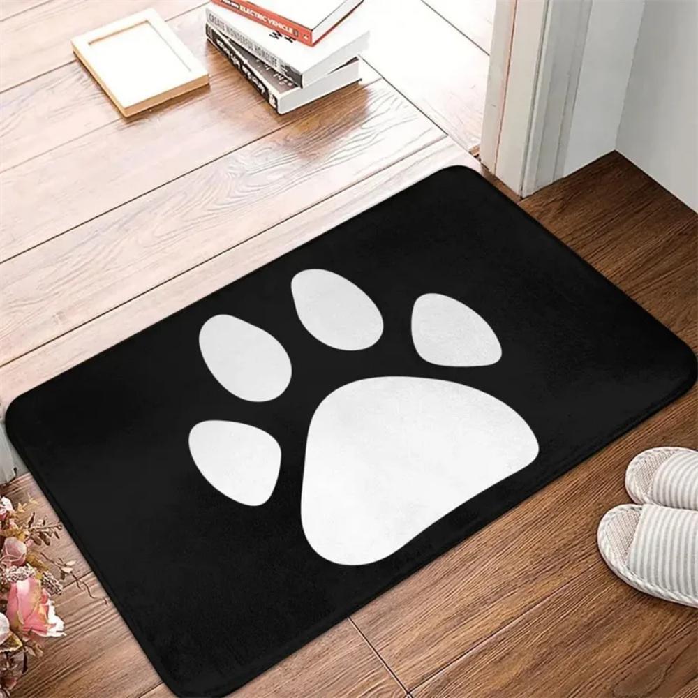 Cute Dog Paw Theme Welcome Rug Doormat Washable Floor Mat for Hallway Living Room Bedroom Entryway Dog-loving Family Decor