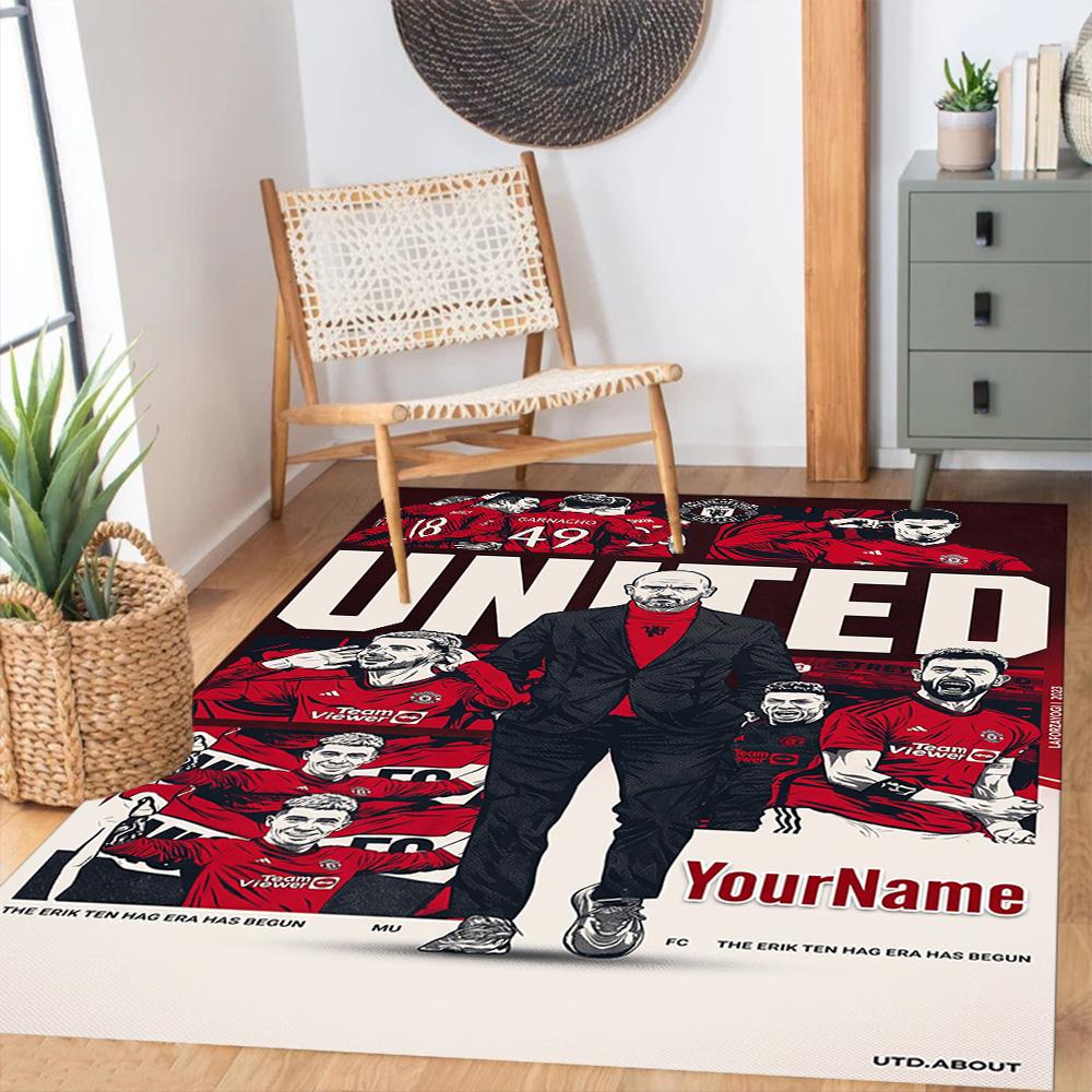 Manchester Customizable Name Area Rug Perfect for Balcony Game Room Entryway Kitchen Antislip Carpet Office home decor