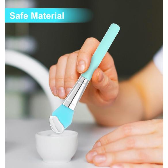 Silicone Brushes for Crafts, 7 Pcs Silicone Makeup Brush for Cream Cosmetics Lip Eye Cream Blending Tools (Green)