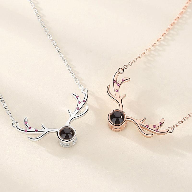 Yilu You Project Necklace for Women Japanese and Korean Simple Students Mori Department Little Elk Antler Pendant Collarbone Chain