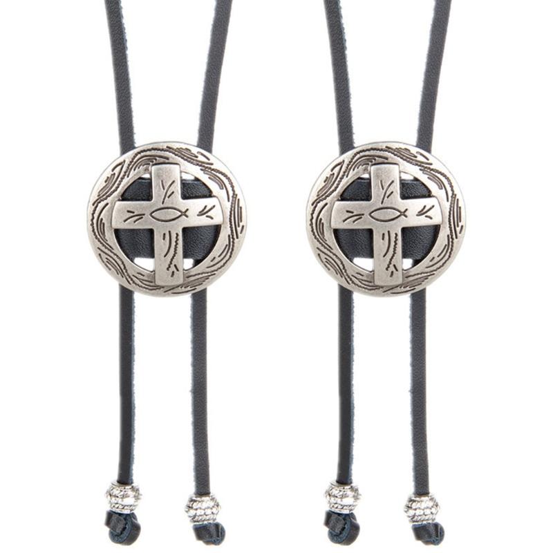 

Галстук-боло с крестом Ковбойская резьба Ожерелье-галстук Костюмный аксессуар 1 чёрный