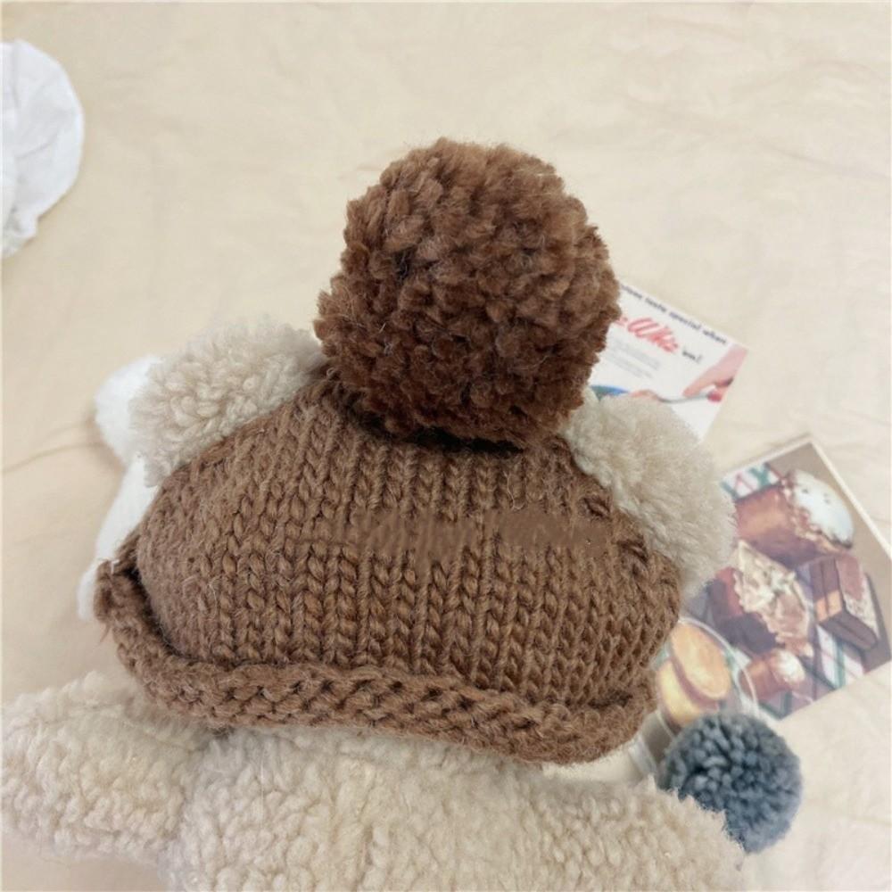 Cute Soft Flffuy Dog Fleece Hat Knitted Warm Dog Warmer Pom Hats Pet Headwear Windproof Cat Dog Cap Pet Hat Pet Supplies