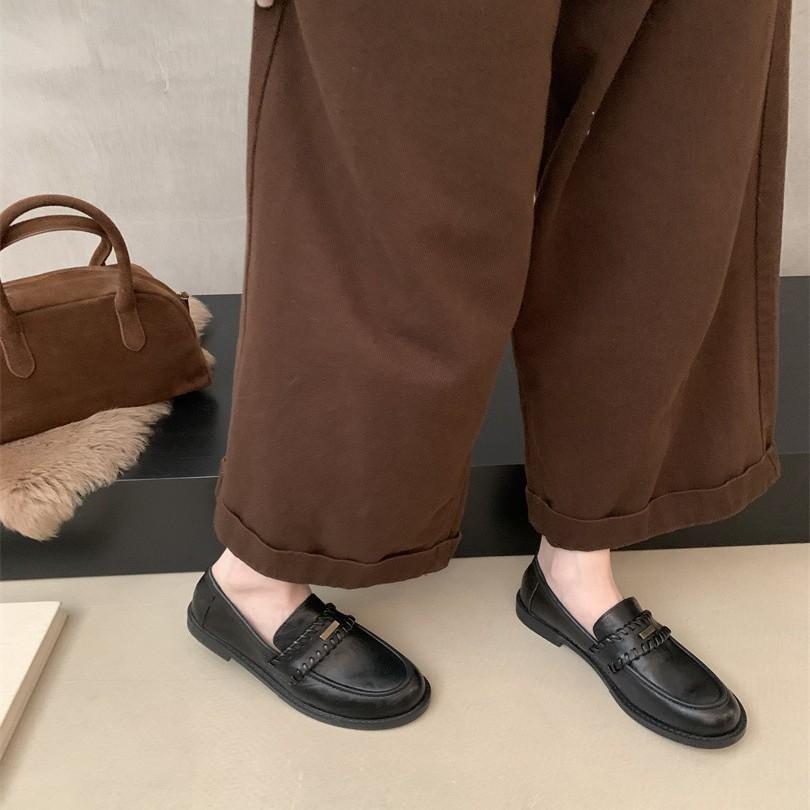 Inner Height-increasing Women's Shoes Retro Brown Loafers Women's 2025 New Autumn and Winter British Style Small Leather Shoes One-pedal Single Shoes
