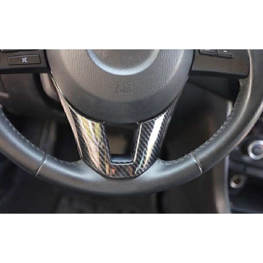 For Mazda 3 Axela 2014-2016 Carbon Fiber Steering Wheel U Sheet Cover Trim 1PCS