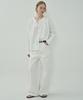 MOTT [Scrunchie Set] Shirred Cotton Blouse - Pattern White