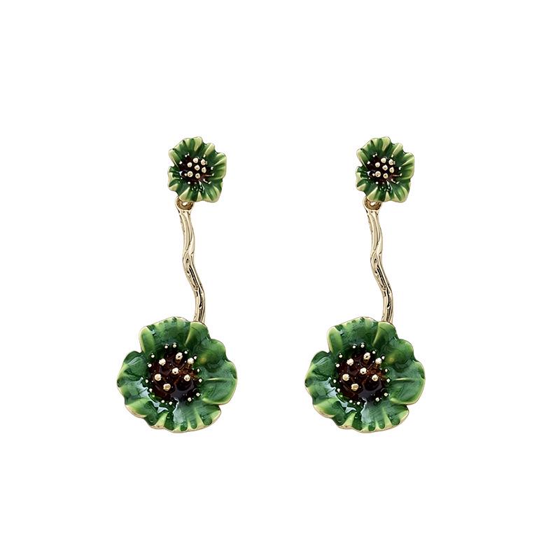 Silver Needle Creative Geometric Floral Drop Earrings - High-End, Unique Fashion Studs for Women