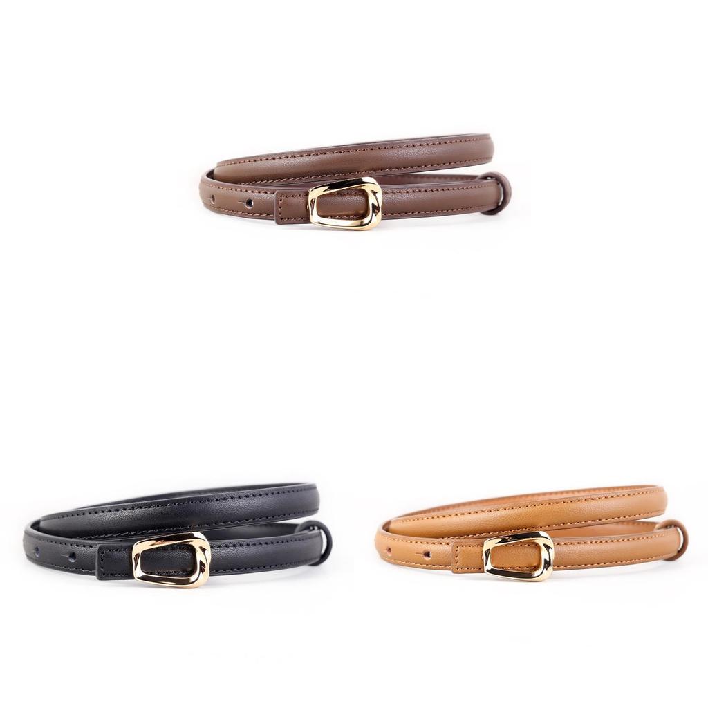 Womens Elegant Genuine Leather Waist Belt With Smooth Buckle For Casual Dresses Spring