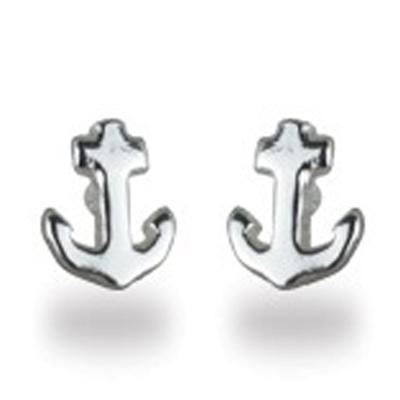 [R3496] - Silver 'Ancre Marine' Silver Earrings (rhodium) - 6x5mm