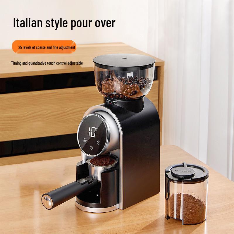 Adjustable Electric Coffee Grinder with Steel Core & Timer for Italian Coffee