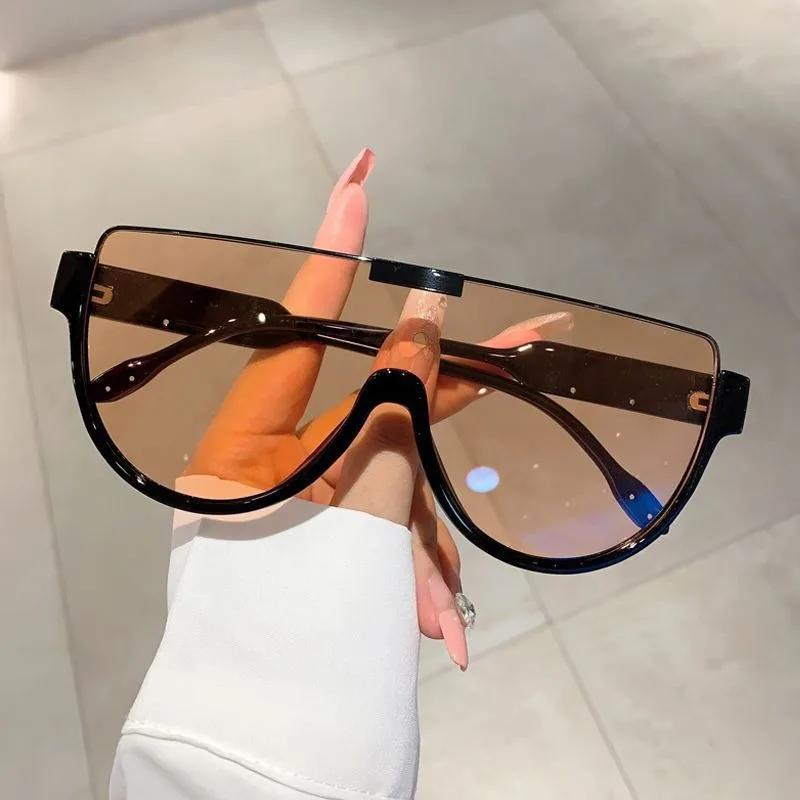 Monoblock Semi-round Sunglasses Half Frame Outdoor Oversized Sun Glasses Designer Goggle Shades for Women & Men