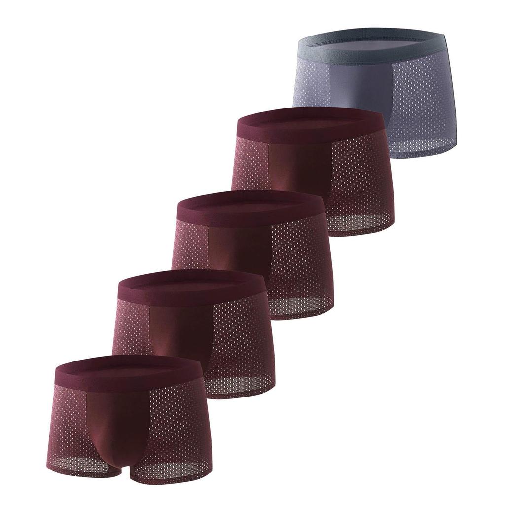 New Men's Ice Silk Seamless Mesh Boxer Briefs - Ultra-Thin, Comfortable, and Breathable.
