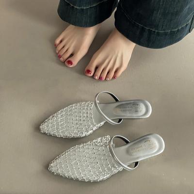 Stilvolle und schlichte Netz-Hollow-Bag-Kopf-Halbschuhe Damenbekleidung 2025 Sommer neues Temperament Römische coole Hausschuhe