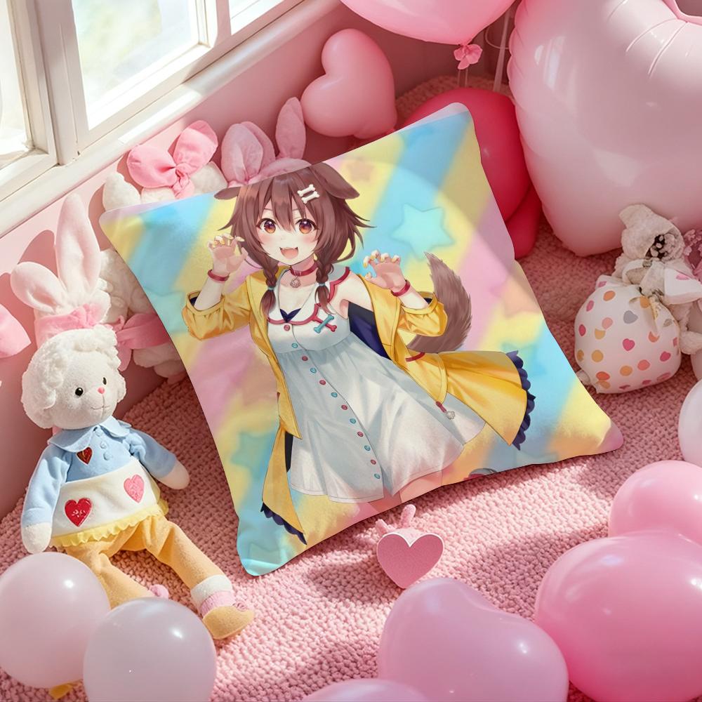 Anime Singer INUGAMI KORONE Cushion Cover Pattern Printed Pillowcase for Living Room Sofa Cushion Cover & Bedroom Decor