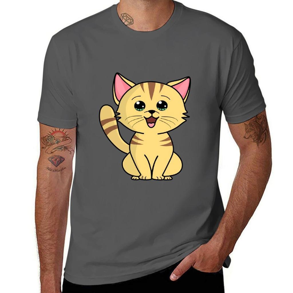 Adorable Little Cartoon Kitty Tshirt Work Outdoor Short Sleeve Tee