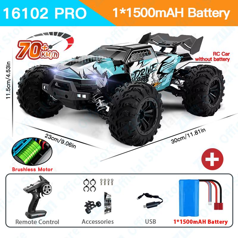 AAYB1 ZWN 1:16 70KM/H Or 50KM/H 4WD RC Car With LED Remote Control Cars High Speed Drift Monster Truck for Kids vs Wltoys 144001 Toys