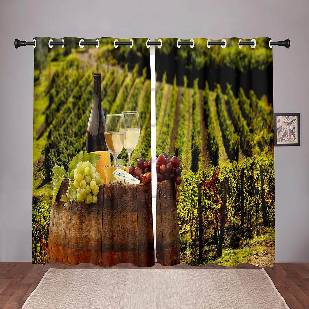 90% Shading Thick Red Wine Cellar Barrel Vintage Blackout Window Curtains For Bedroom Living Room Bathroom Kicthen Door Hall
