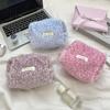 New autumn winter leopard print plush makeup bag Large Capacity Women Cosmetic Bag with Zipper Travel Clutch