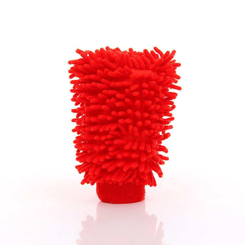 

Chenille Car Wash Mitt: Double-Sided Coral Insect Cleaning Glove 15x23 cm красный