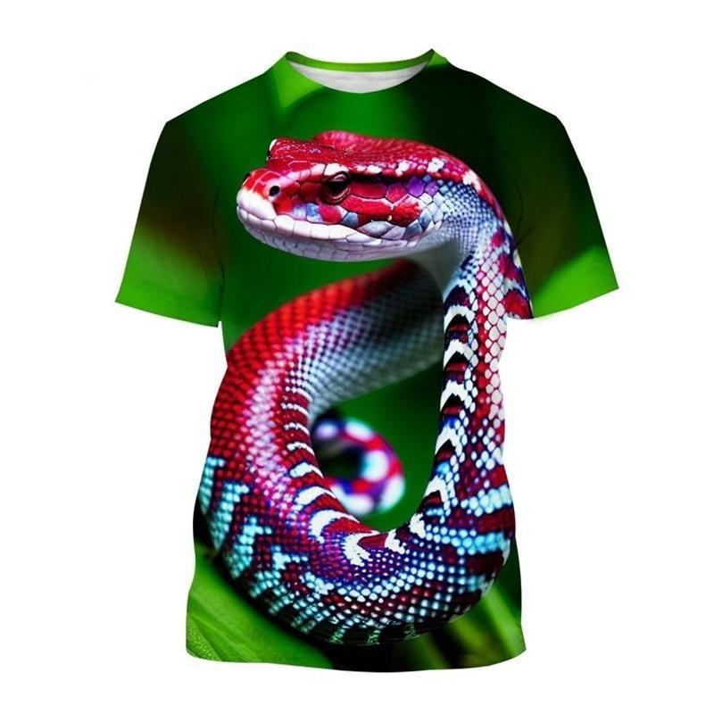 3D Printed Snake Flower T-Shirt For Kids Cool Animal Pattern Tees Summer Street Short Sleeve Tops Boys Girl T Shirts