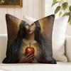 Blessed Virgin Mother Mary Cushion Cover Summer Linen Pillow Case Organic Fabric Cushion Cover DoubleSided Sofa Home Decor
