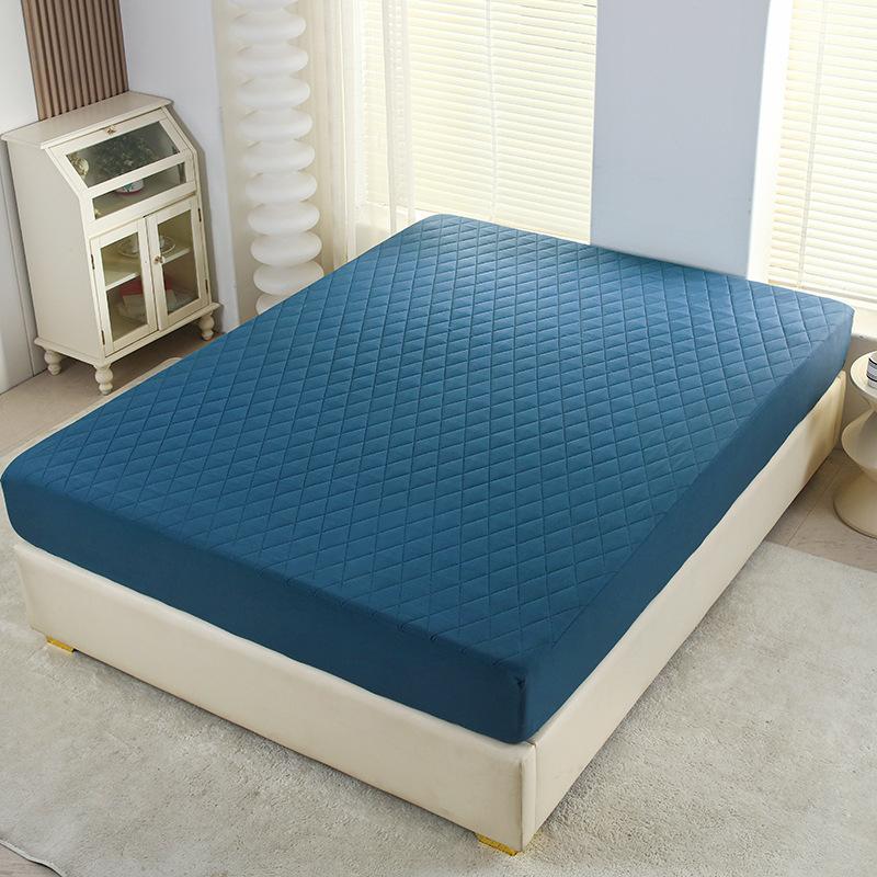 Quilted Waterproof Bed Sheet Solid Color Non-slip Blue Mattress Protector