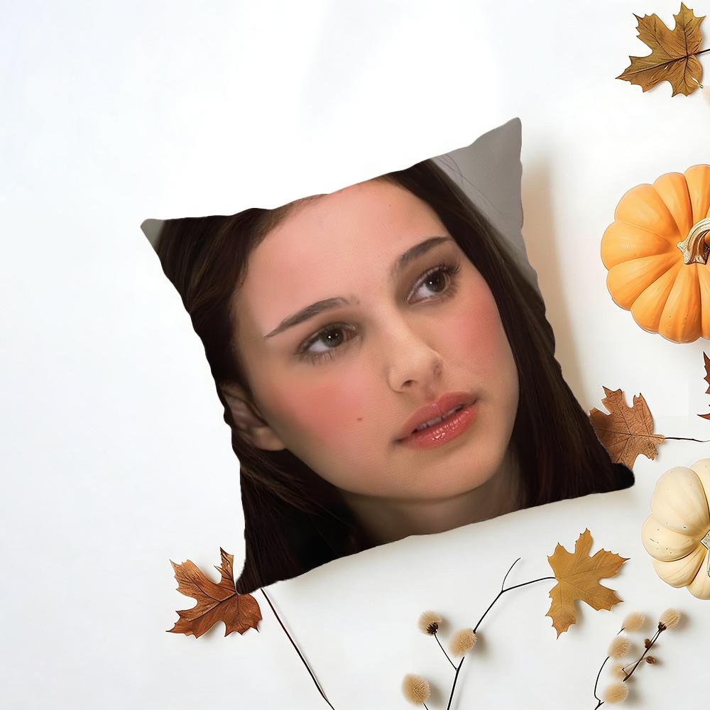 NNatalie Portman Cushion Cover Washable Linen Pillowcase Soft for Daily Sofa Bed Home Room Decor