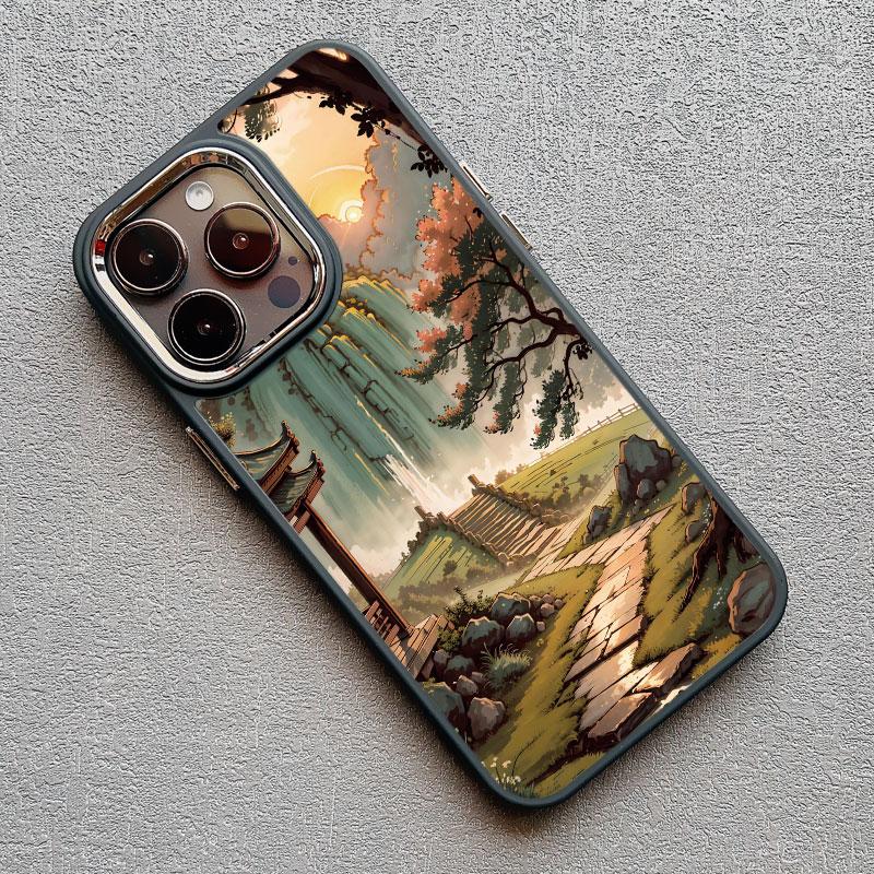 Chinese Style Landscape Painting Phone Case For Iphone 13 12 Pro Max 15 14 Pro Max Plus 11 XR XS X 15 14 7 8 Plus Silicone Cover