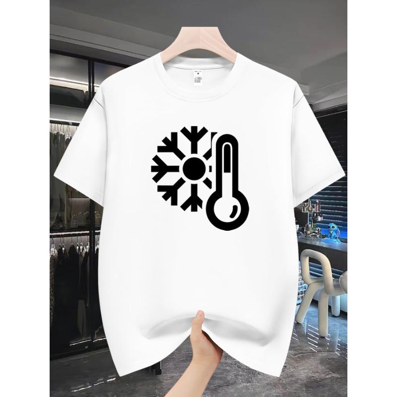 

European sizes Summer Fun Print T-Shirt for Men, Loose Short Sleeve Top 4XL білий