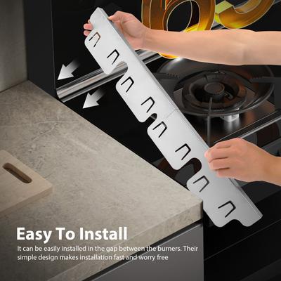 2 Pièces Couvre-Espace de Cuisinière en Acier Inoxydable Ajustement Parfait Longueur Réglable Remplisseurs d'Espace Latéral de Four Anti-Rouille Résistant à la Chaleur Cuisinière Plan de Travail