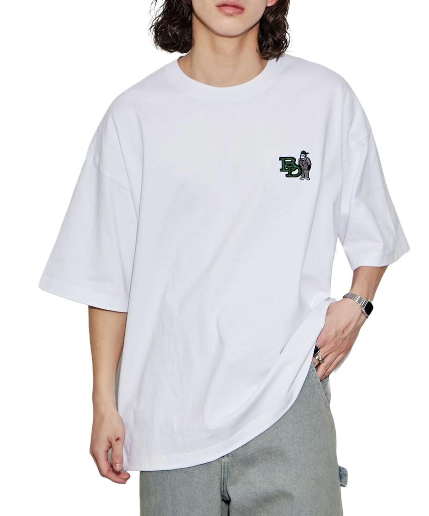 WEGO Ben Davis Short Long Street Oversized Loose Sizes Short White Men's Custom-Made T-Shirt, Sleeve, Sleeve, One-Point Embroidery, Style, Silhouette,