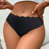 Women's Seamless Thong Sexy Low Rise Wavy Edge No Show Bikini Panties Ladies Invisible Stretch Cheeky Underwear