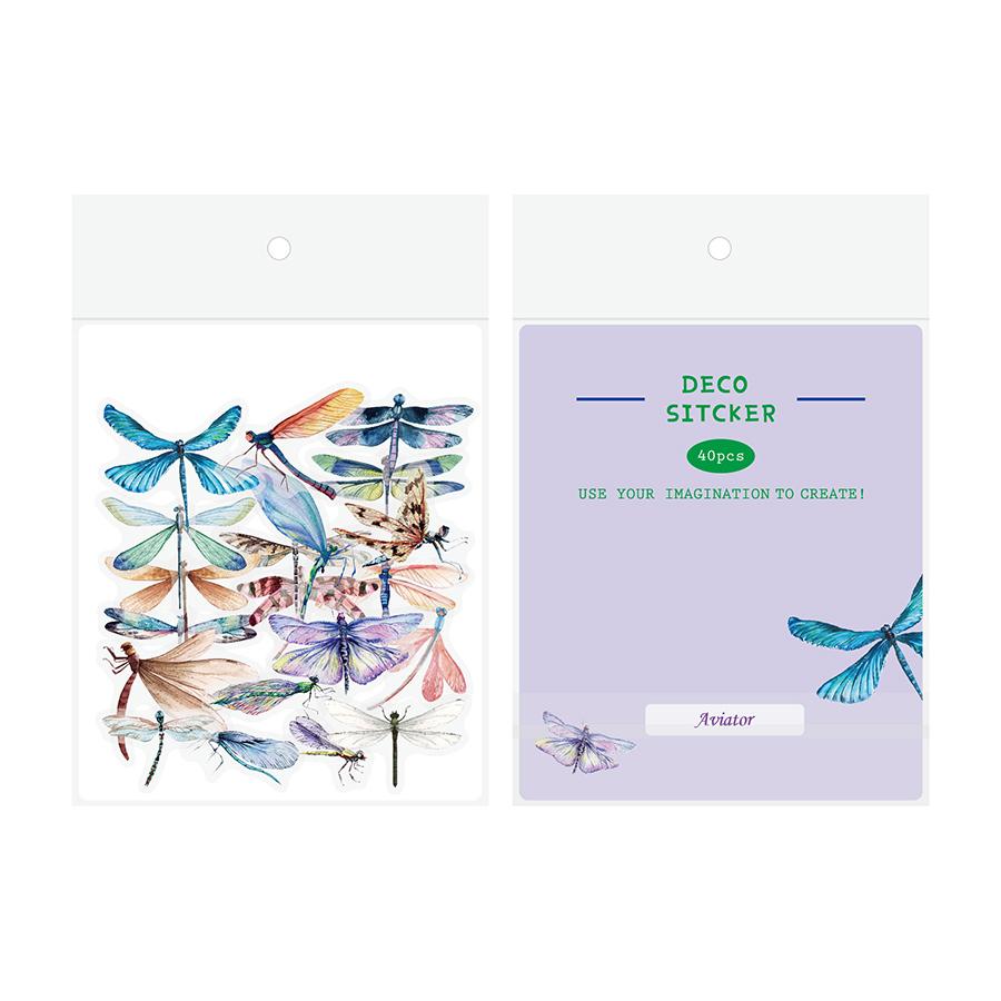 

40pcs/Bag Simulated Animal Plant Graffiti Stickers PVC Waterproof Transparent Diary Sticker Creative DIY Decorative Stickers