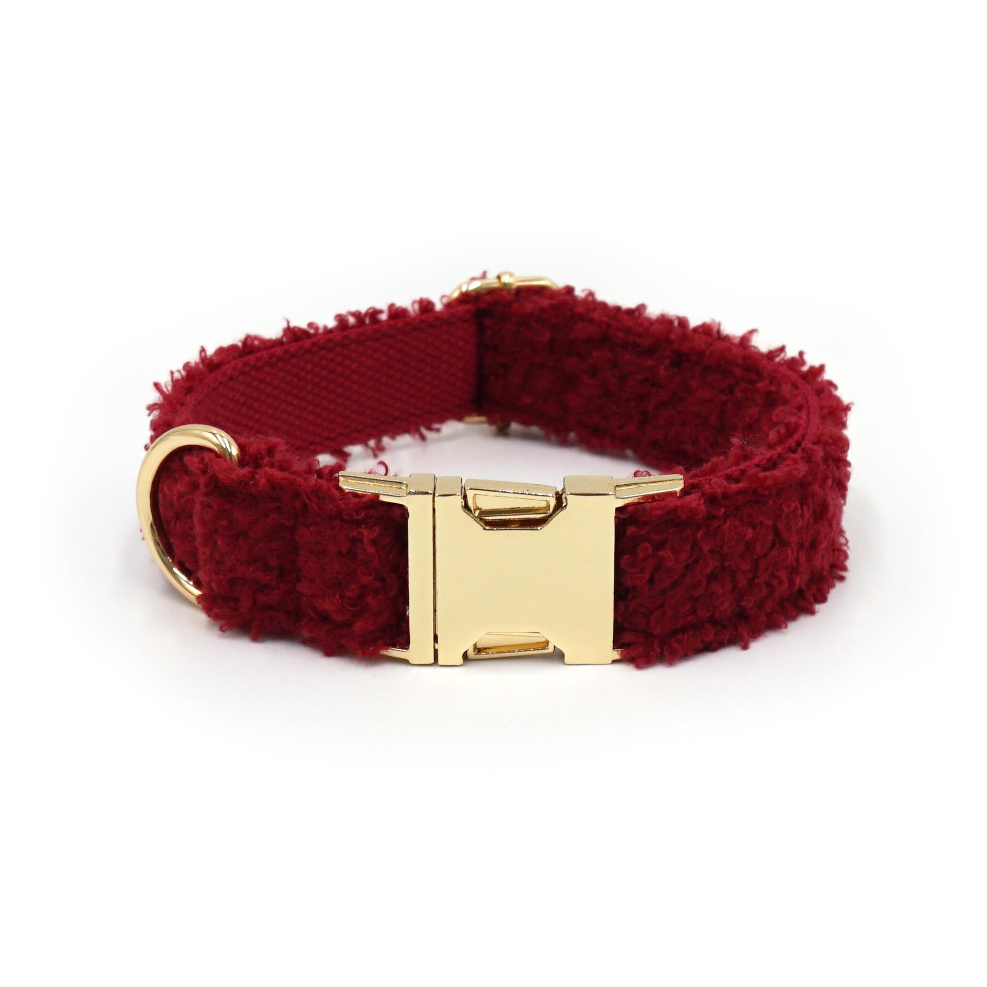 Adjustable Engraved Christmas Teddy Fleece Pet Necklace Collar XL