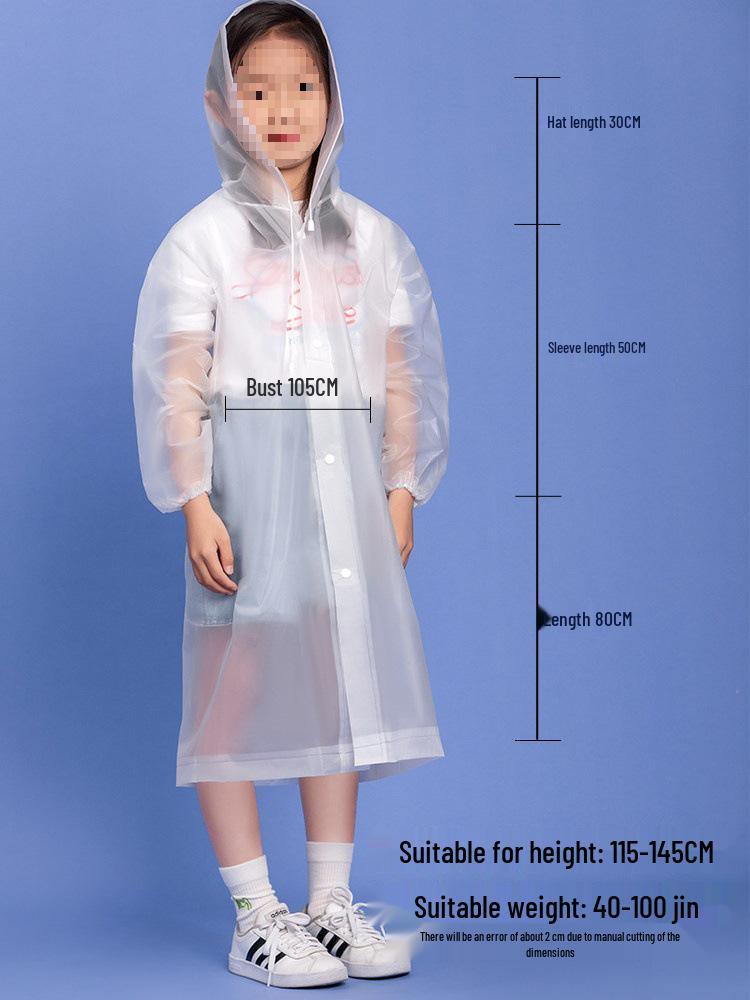 Wasserdichter, transparenter Regenponcho für Kinder mit Platz für Rucksack - Verdicktes Einteiler-Design für Jungen & Mädchen