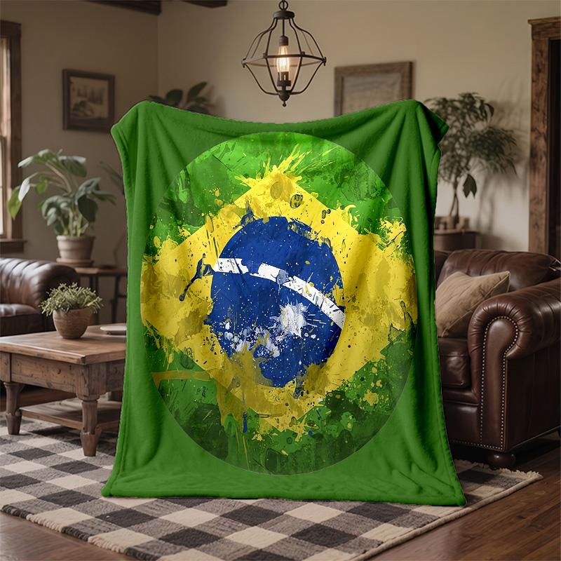 Brazil national football team Print Flannel Blanket Soft Warm Sofa Bed Throw Blanket For Home Office Bedroom