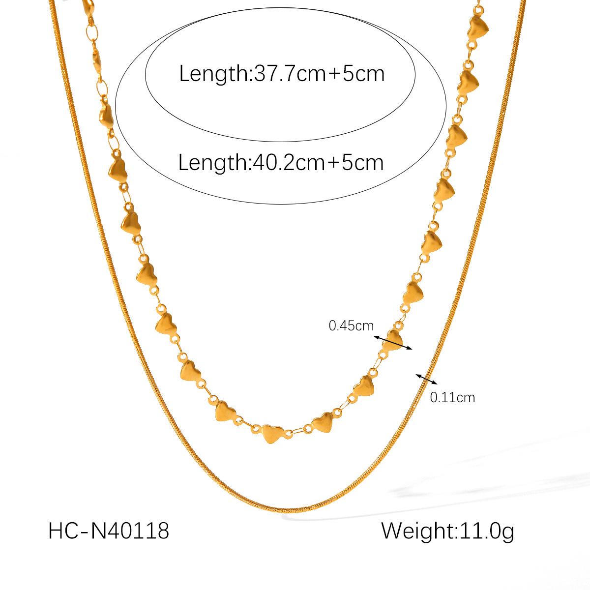 

Ожерелье из титановой стали с золотом 18 карат, двойное, с сердцем - Универсальный женский модный чокер