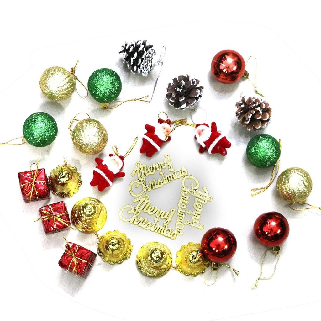Christmas Decorations with Bells Candy Sticks Stars Gift Boxes and Santa Ornaments Christmas Tree Decoration Items - (104 Pcs) Multicolor