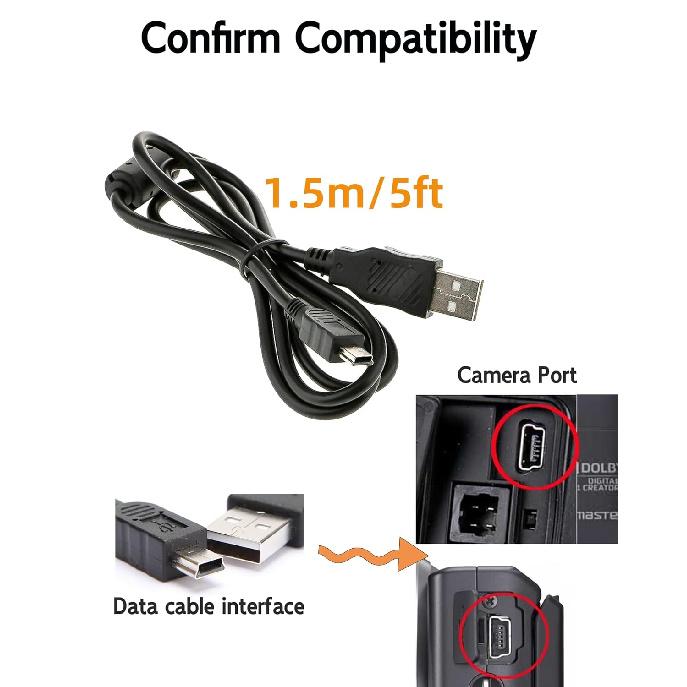 5ft IFC-400PCU USB Data Transfer Cable for Canon Rebel EOS T1i T2i T3 T3i T4i T5 T5i T6 T6i T6s T7i, PowerShot & Vixia Camcorders Replacement