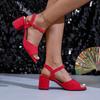 New Women Sandals Chunky Heels 2025 Summer Girl Elegant Shoes Woman Plus Size 43 Female Fashion High Heeled Sandals