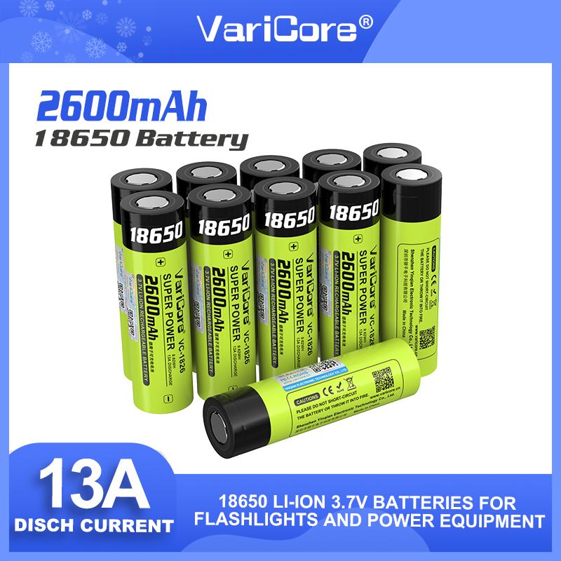 VariCore VC-1826 18650 3.7V 2600mAh High Capacity High Drain 13A Rechargeable Lithium Battery  for DIY/RC/Drill