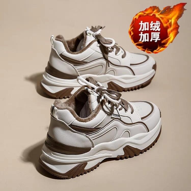 Daddy shoes women's 2025 new winter velvet warm two cotton shoes popular women's sports platform casual women's shoes