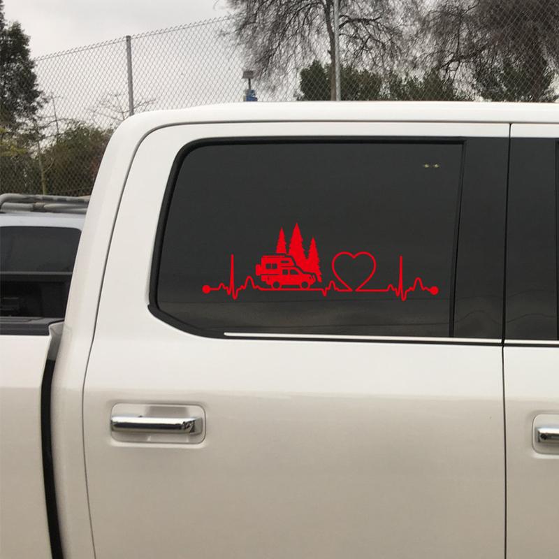 Car Window Side Sticker Fit Pickup Truck Camper Graphics Heartbeat Trees Decor Decal Vinyl Film Cover Auto Tuning Accessories