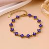 Colorful Zirconia Four-Leaf Clover Bracelet - Stainless Steel, Luxury Women's Jewelry