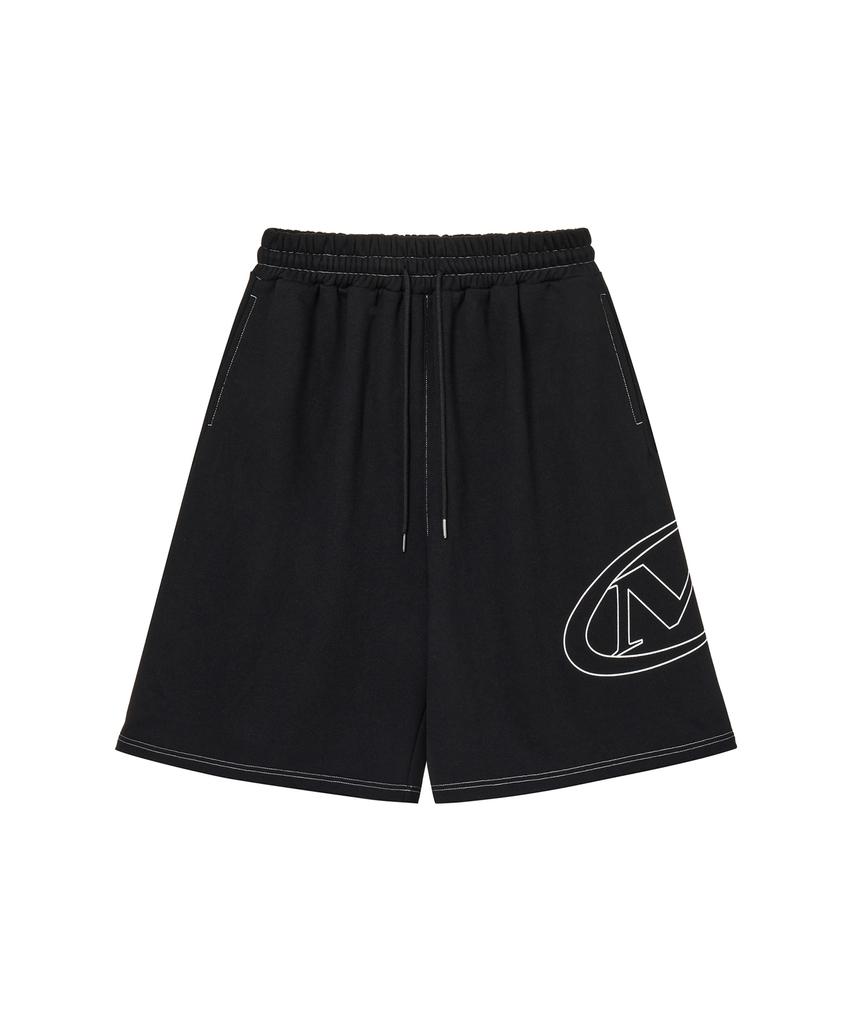Mihag Stroke Logo Stitch Bermuda Shorts (Black)