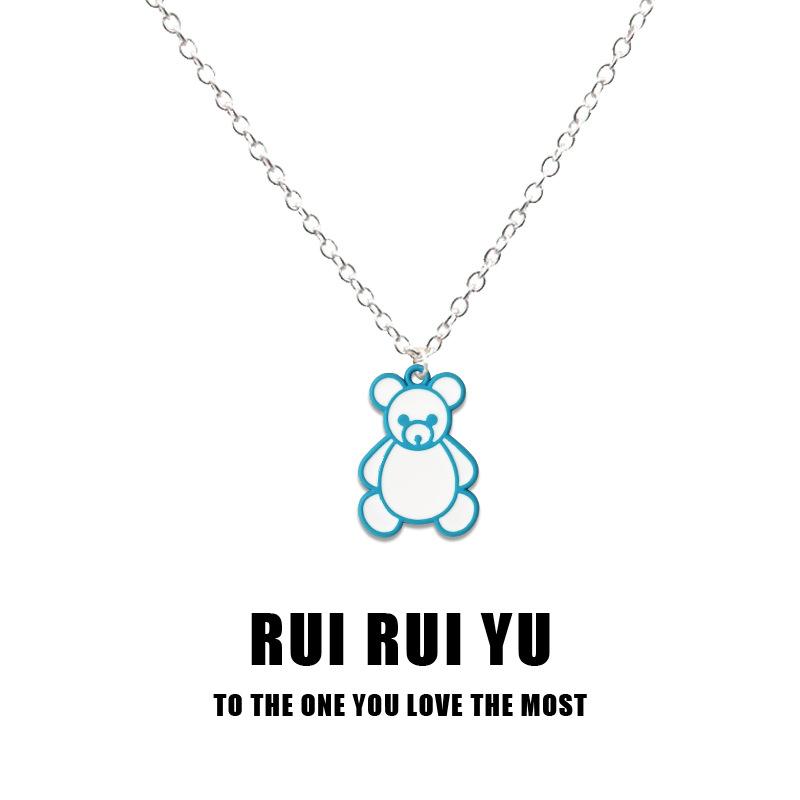 Outline Bear Necklace Pendant Necklace for Women Men Girlfriend Couple Lover Jewelry Gift
