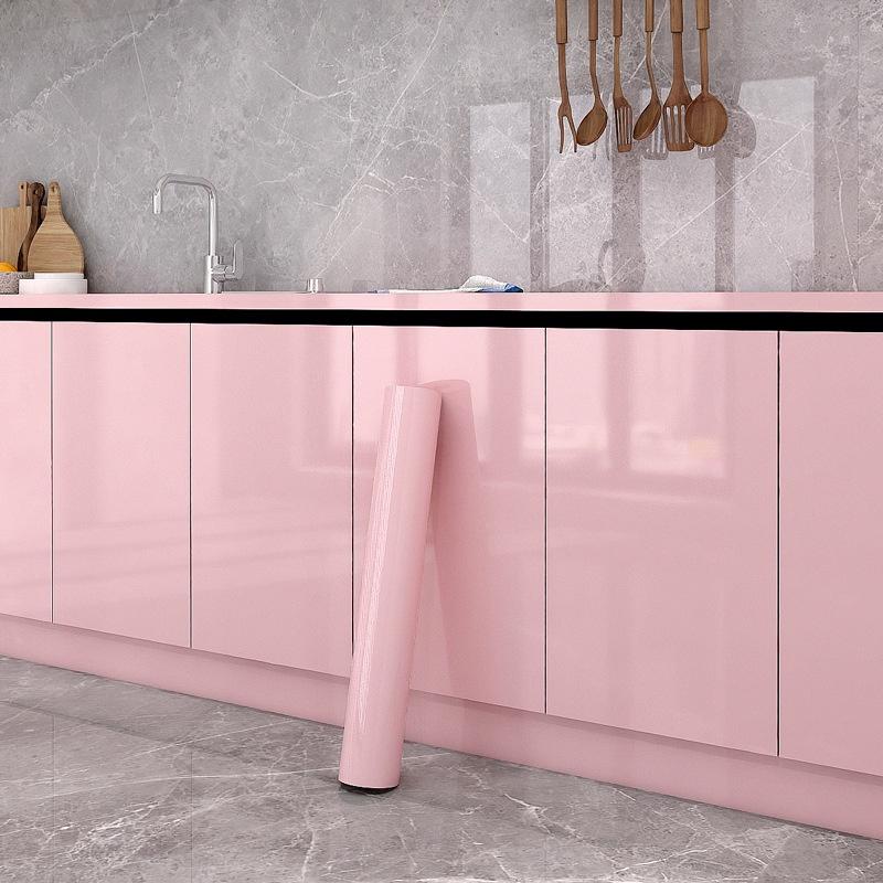 

Потовщені наклейки на шафу Водонепроникні та маслостійкі наклейки для кухні Стійкі до високих температур Самоклеючі наклейки на дверцята шафи 2m×45cm рожевий