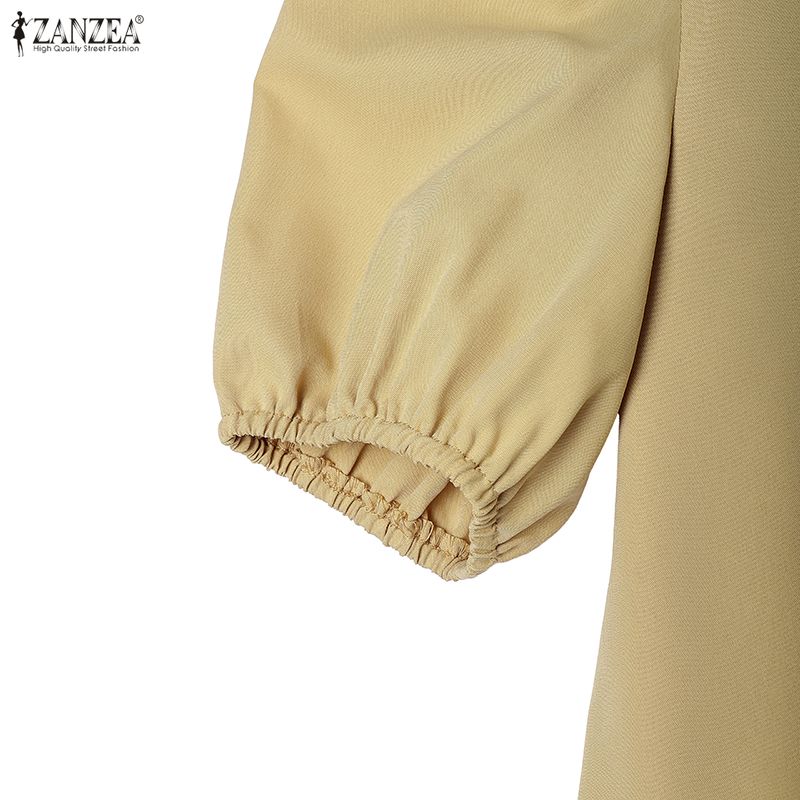 ZANZEA Women Casual Round Neck Short Sleeve Dress