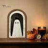 Cute Ghost Arch Shaped Sign Halloween Wall Decor, Table Sign, Vintage Framed Fall Season Decorative Accent Picture, Art for Mantel Living Room Bedroom
