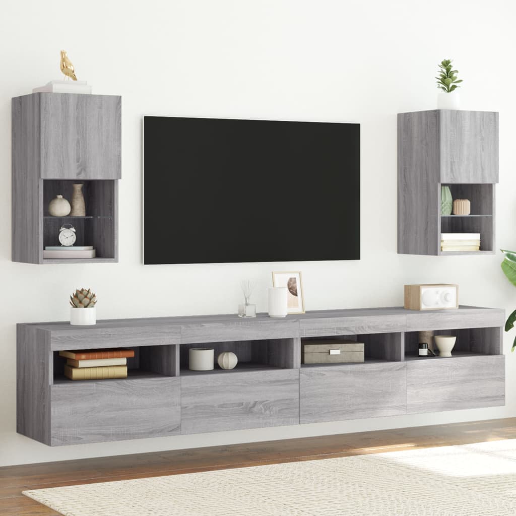 Vidaxl TV-Schränke mit LED, 2 Stück. Graue Sonoma-Eiche, 30,5X30X60 Cm