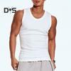 Men Vest Ribbed Fabric Round Neck Tight Fit Solid Color Tank Tops Breathable Vest Sports Fitness Streetwear